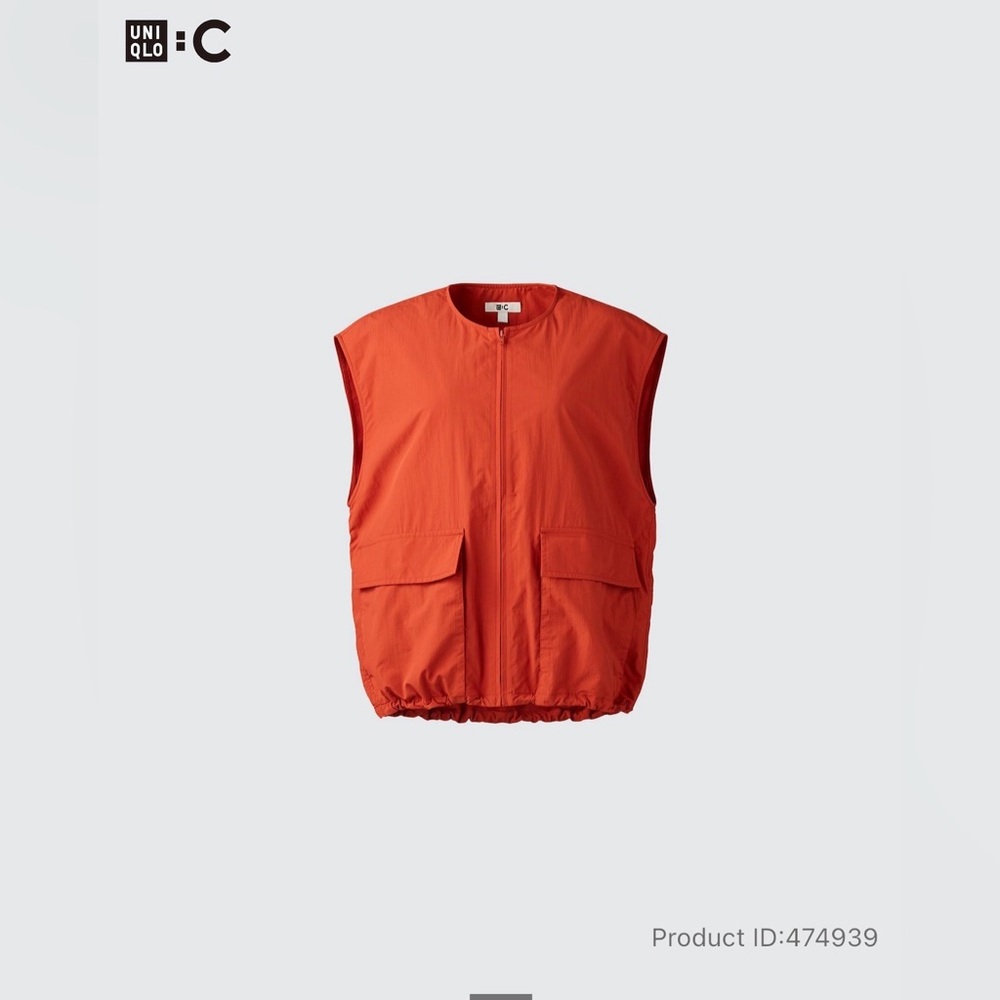 Uniqlo NWT Utility Zip Vest in orange, size small